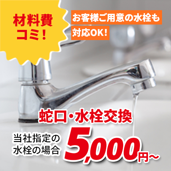 蛇口・水栓交換5,000円〜